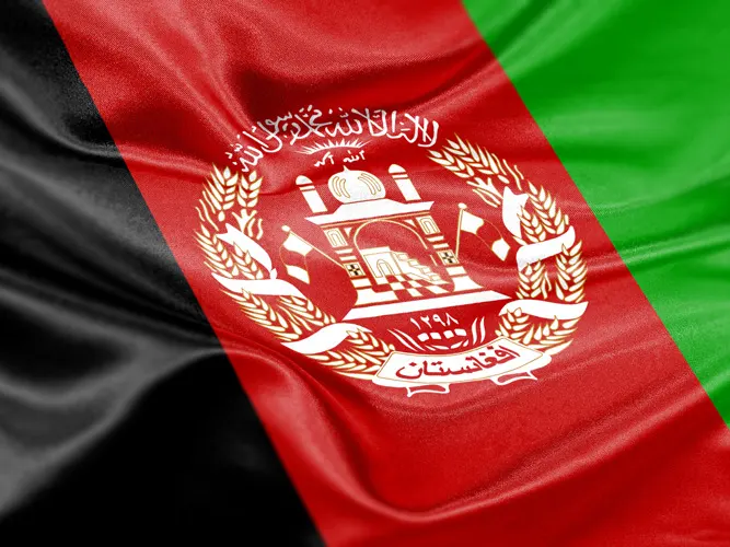 Flag of Afghanistan with link to flight support services for Afghanistan.