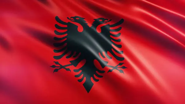 Flag of Albania with flight support services.