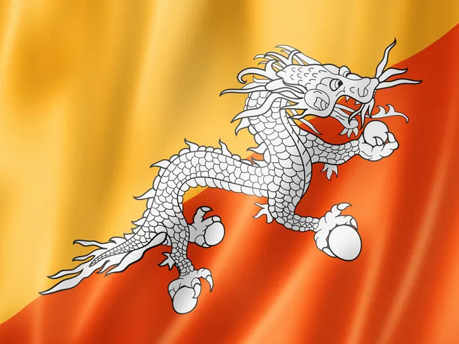 Flag of Bhutan with link to flight support services for Bhutan.