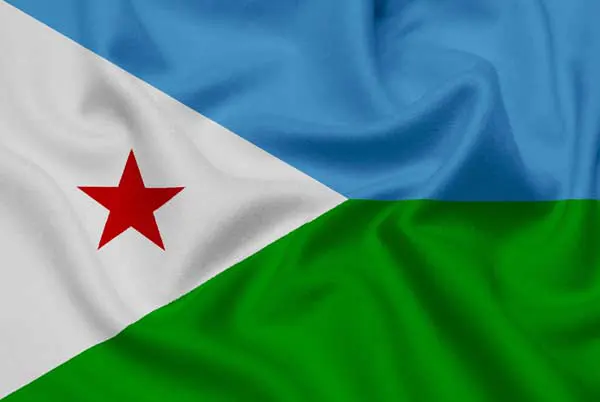 Flag of Djibouti with flight support services.