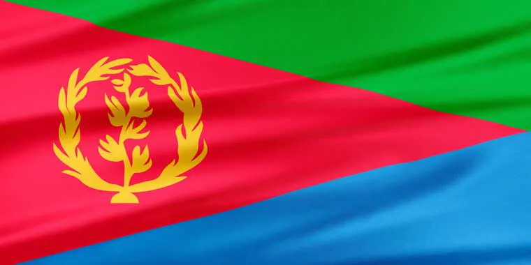 Flag of Eritrea with flight support services.