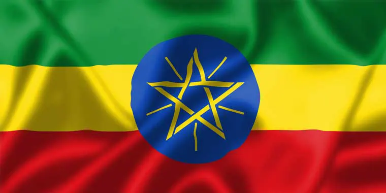 Flag of Ethiopia with flight support services.