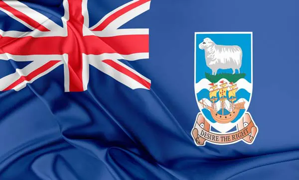 Flag of the Falkland Islands with flight support services.