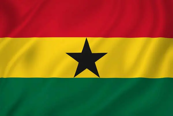 Flag of Ghana with flight support services.