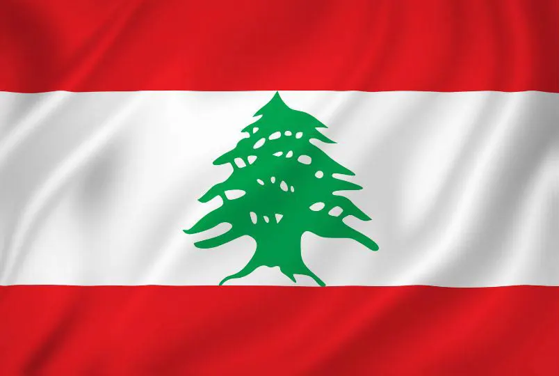 Flag of Lebanon with flight support services.