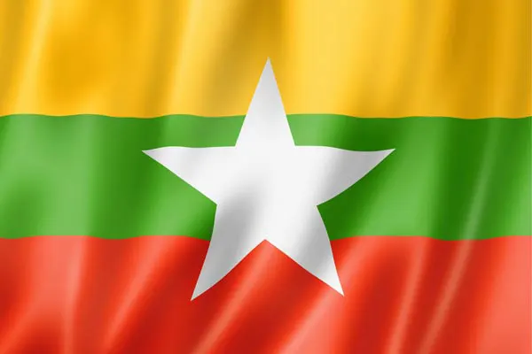 Flag of Myanmar with link to flight support services for Myanmar.