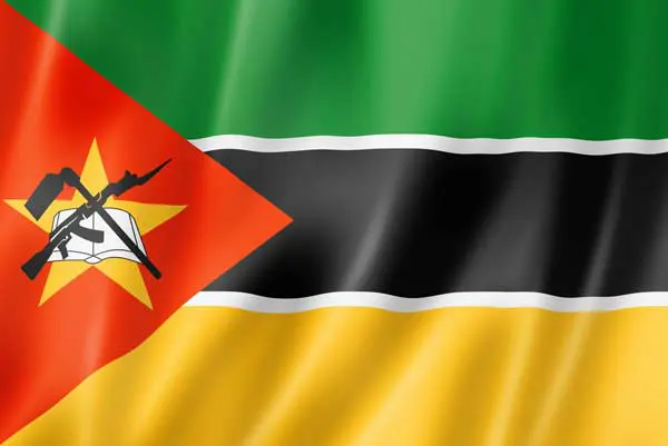 Flag of Mozambique with flight support services.