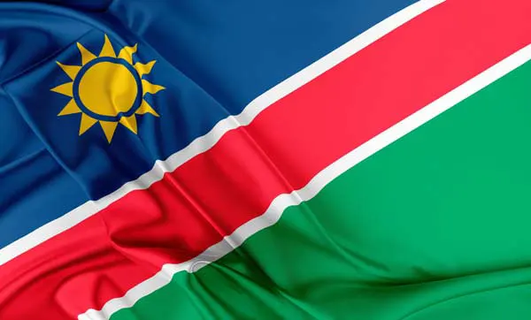 Flag of Namibia with flight support services.