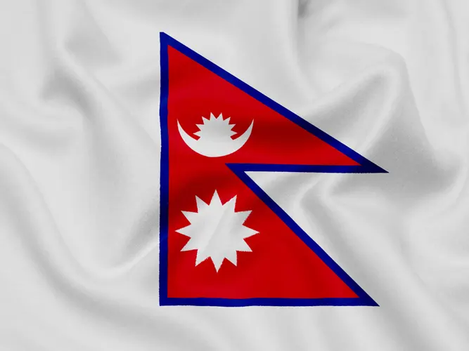 Flag of Nepal with link to flight support services for Nepal.