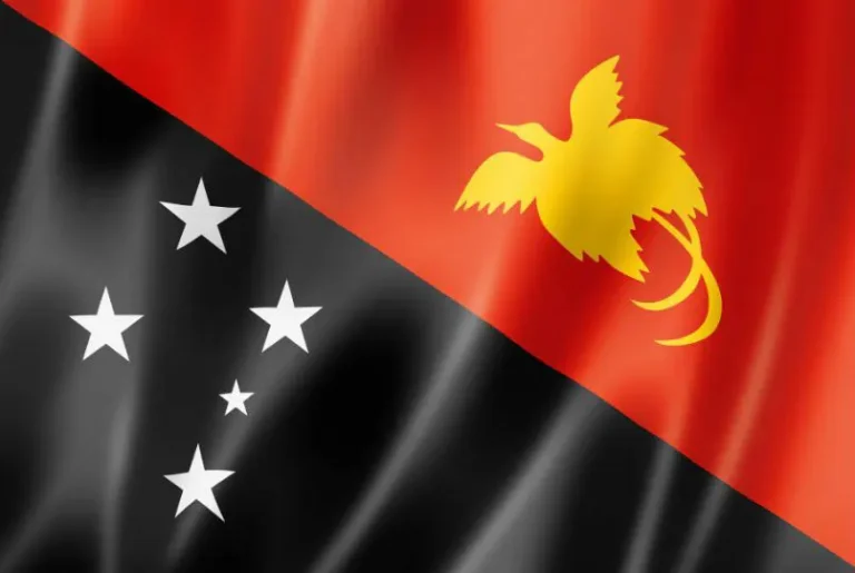 Flag of Papua New Guinea with link to flight support services for Papua New Guinea.