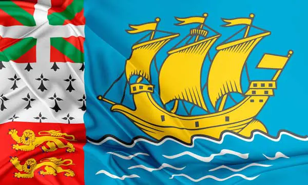 Flag of Saint Pierre and Miquelon with flight support services.