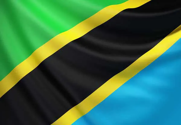 Flag of Tanzania with flight support services.