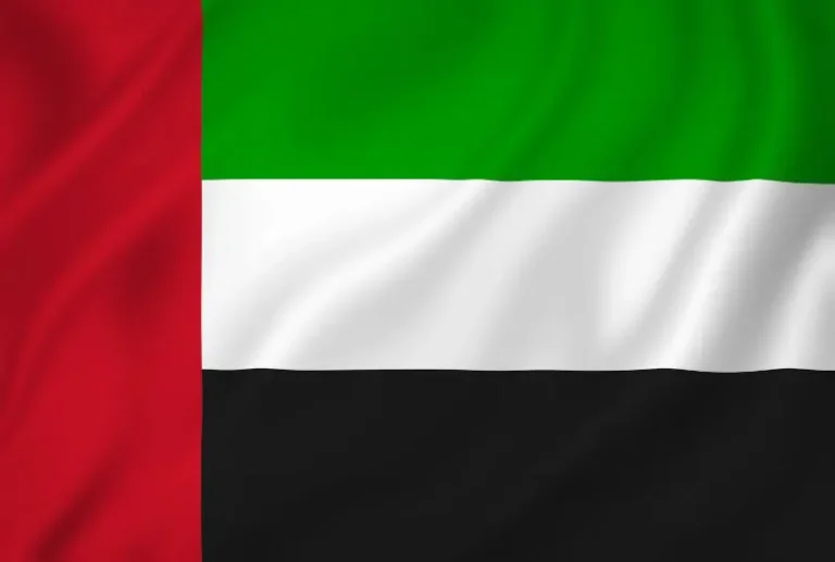 Flag of the United Arab Emirates with flight support services.