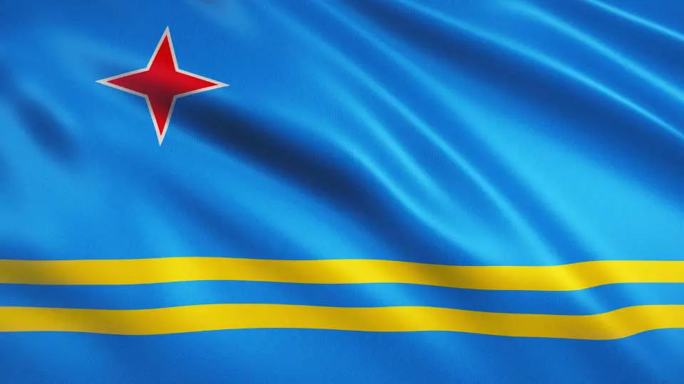 Flag of Aruba with flight support services.