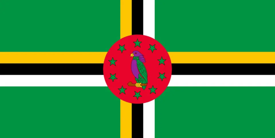 Flag of Dominica with flight support services.