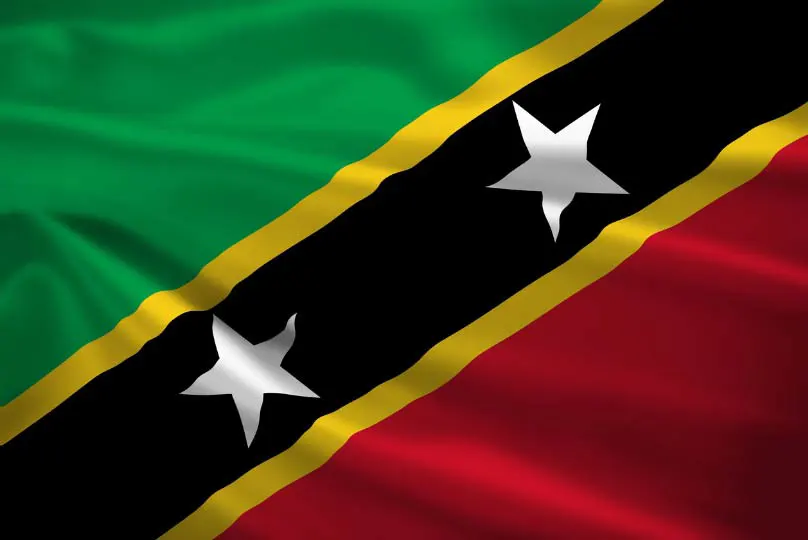 Flag of Saint Kitts and Nevis with flight support services.