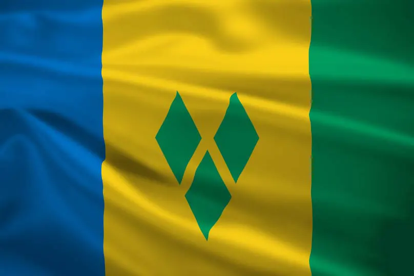 Flag of Saint Vincent and the Grenadines with flight support services.