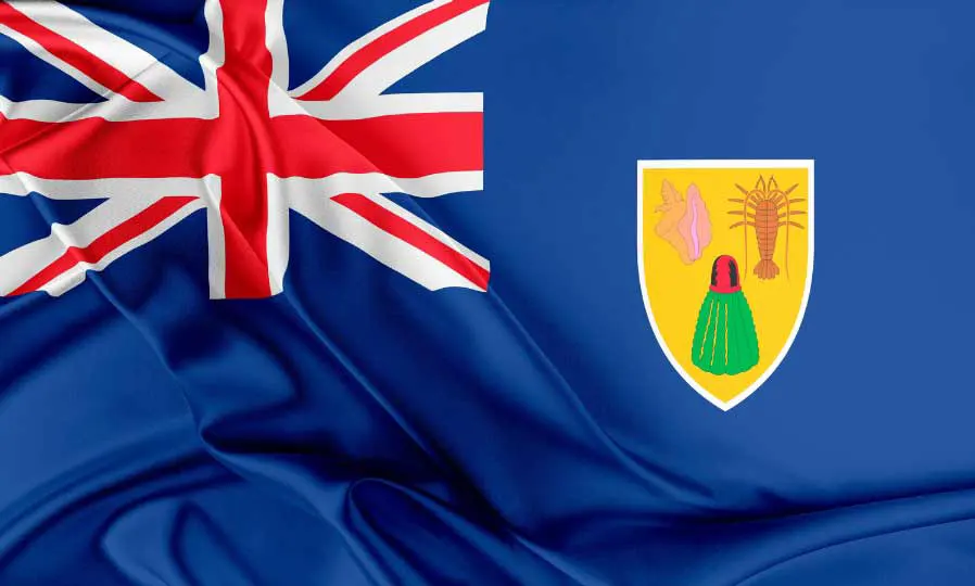 Flag of the Turks and Caicos Islands with flight support services.